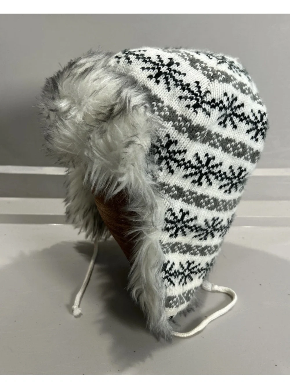 Screamer Trapper Hat Faux Fur Knit Ear Flap Fleece Lined Bomber Hat Winter OSFM - Picture 1 of 12